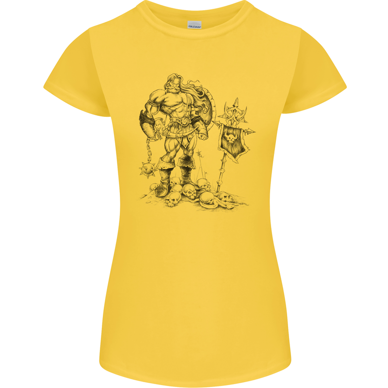 Viking Warior Skull Thor Odin Valhalla MMA Womens Petite Cut T-Shirt Yellow