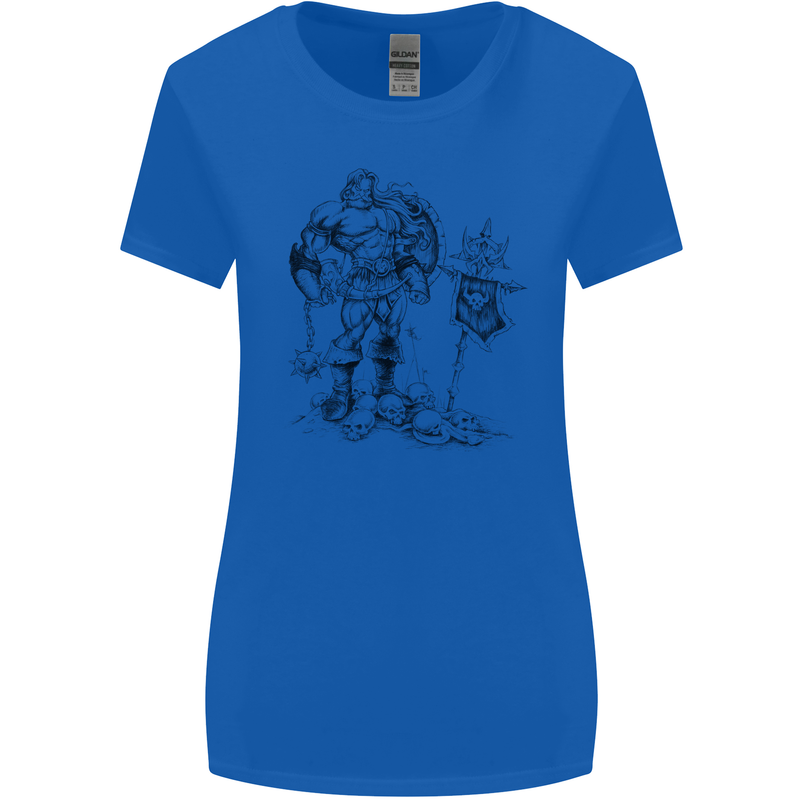 Viking Warior Skull Thor Odin Valhalla MMA Womens Wider Cut T-Shirt Royal Blue