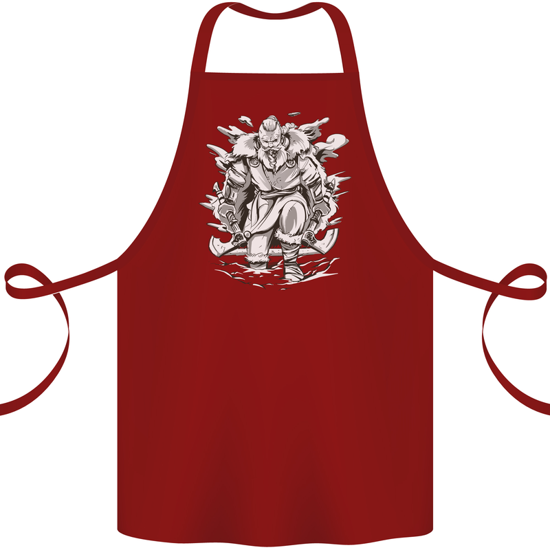 Viking Warrior Valhalla Odin Axe Gym God Cotton Apron 100% Organic Maroon