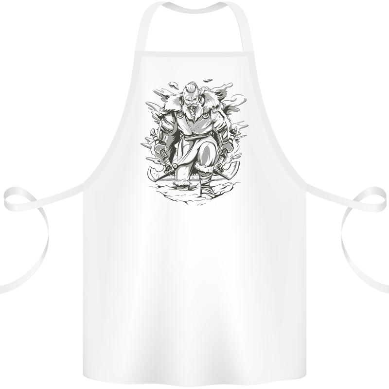 Viking Warrior Valhalla Odin Axe Gym God Cotton Apron 100% Organic White