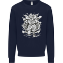 Viking Warrior Valhalla Odin Axe Gym God Kids Sweatshirt Jumper Navy Blue