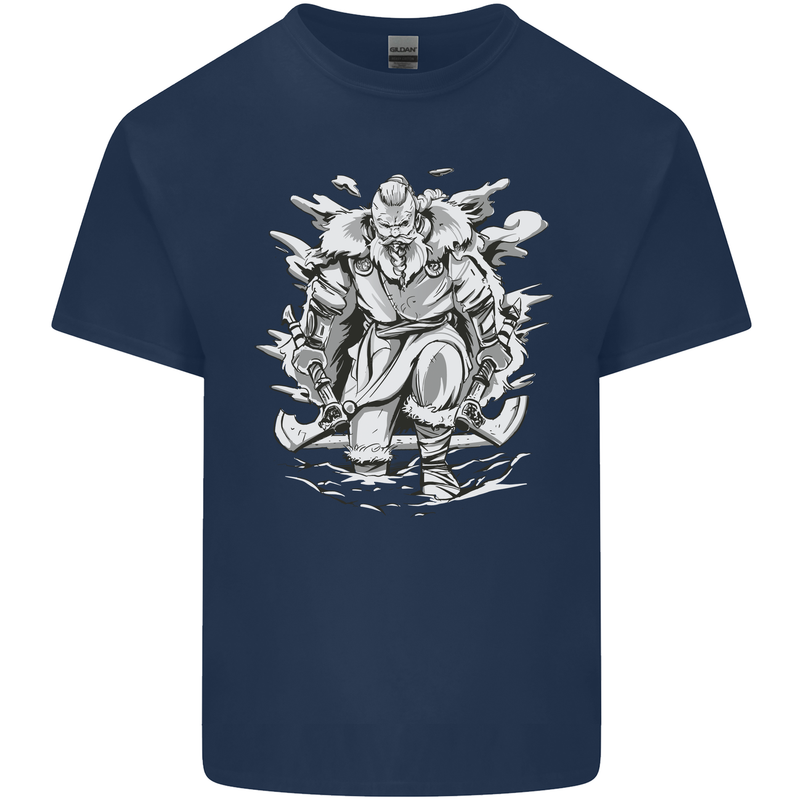 Viking Warrior Valhalla Odin Axe Gym God Kids T-Shirt Childrens Navy Blue