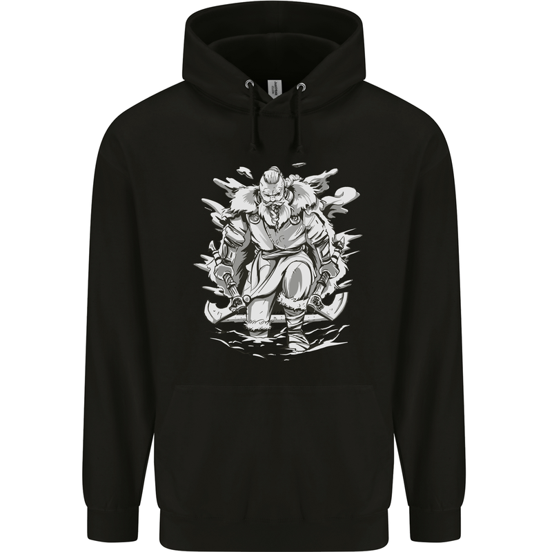 Viking Warrior Valhalla Odin Axe Gym God Mens 80% Cotton Hoodie Black