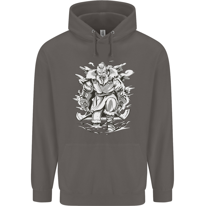 Viking Warrior Valhalla Odin Axe Gym God Mens 80% Cotton Hoodie Charcoal
