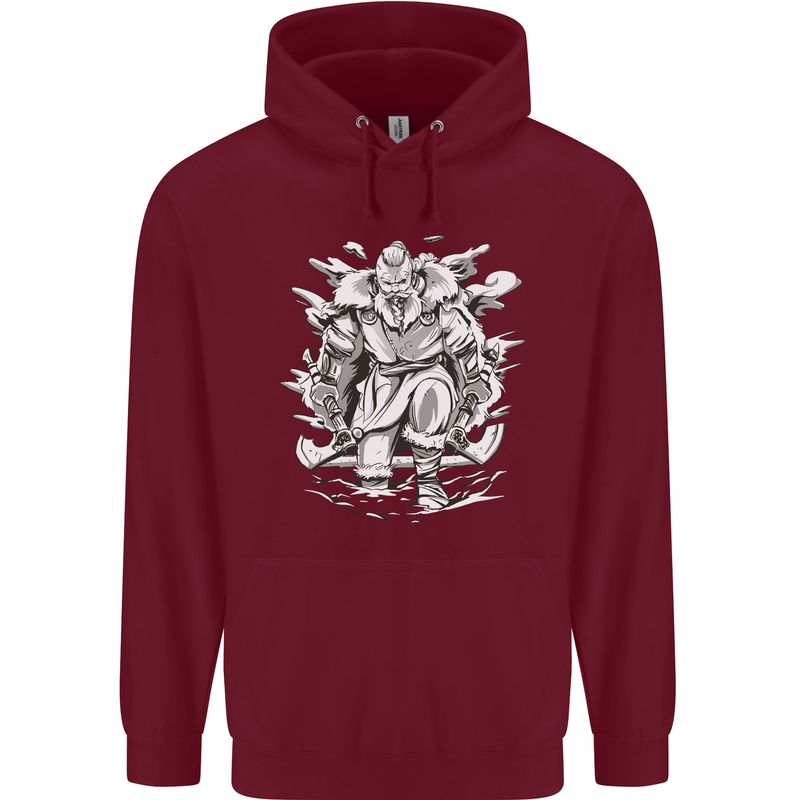 Viking Warrior Valhalla Odin Axe Gym God Mens 80% Cotton Hoodie Maroon
