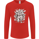 Viking Warrior Valhalla Odin Axe Gym God Mens Long Sleeve T-Shirt Red