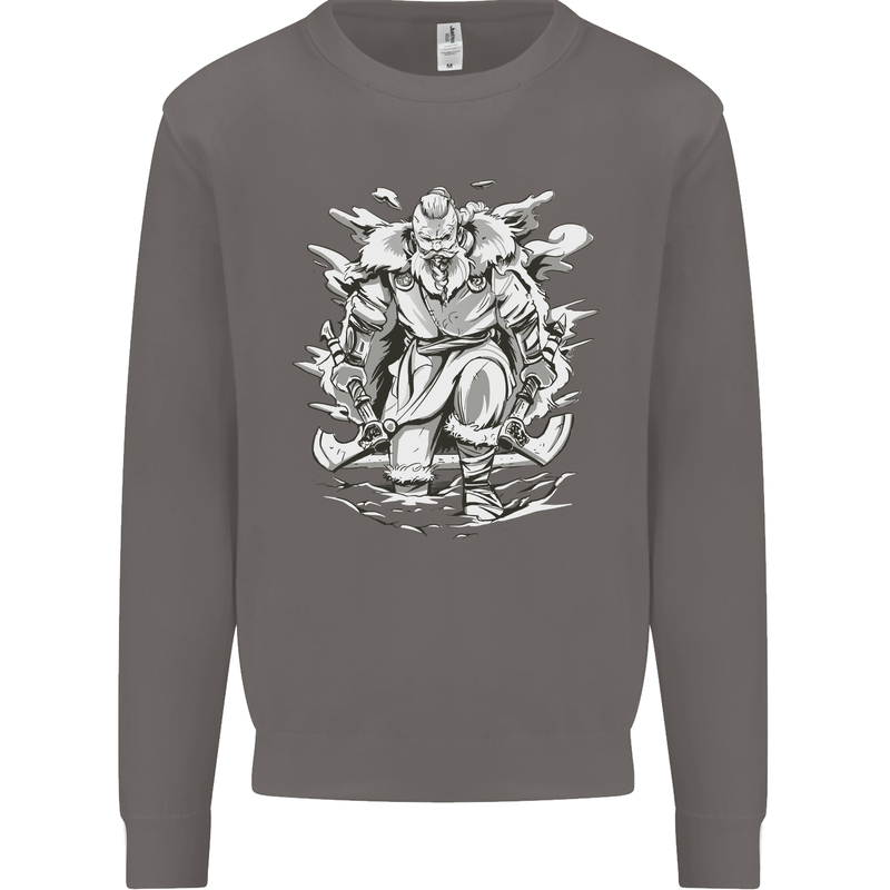 Viking Warrior Valhalla Odin Axe Gym God Mens Sweatshirt Jumper Charcoal