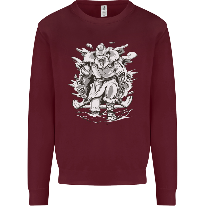 Viking Warrior Valhalla Odin Axe Gym God Mens Sweatshirt Jumper Maroon
