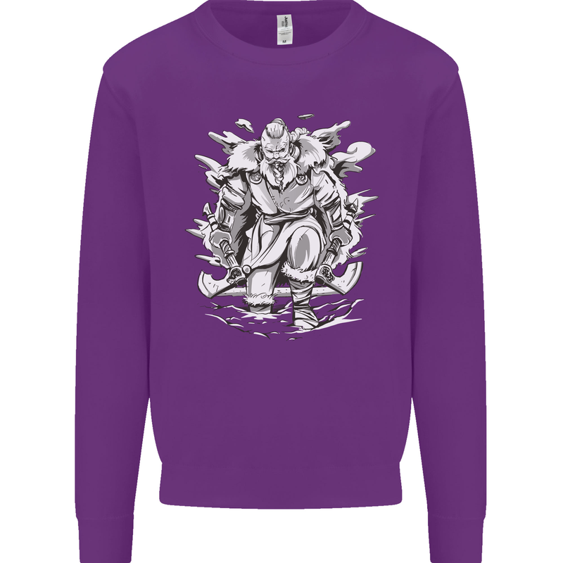Viking Warrior Valhalla Odin Axe Gym God Mens Sweatshirt Jumper Purple