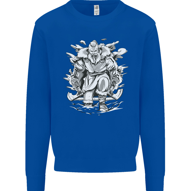 Viking Warrior Valhalla Odin Axe Gym God Mens Sweatshirt Jumper Royal Blue
