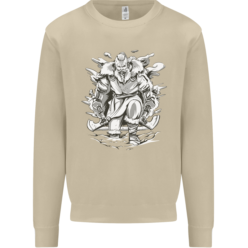 Viking Warrior Valhalla Odin Axe Gym God Mens Sweatshirt Jumper Sand