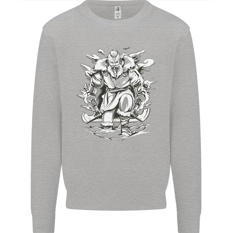 Viking Warrior Valhalla Odin Axe Gym God Mens Sweatshirt Jumper Sports Grey