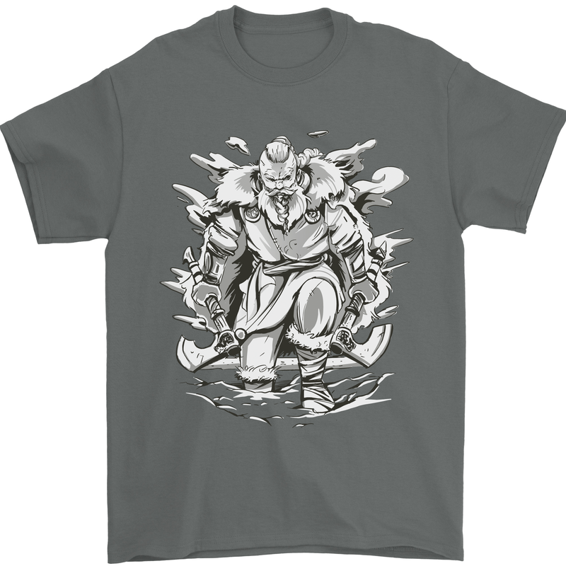 Viking Warrior Valhalla Odin Axe Gym God Mens T-Shirt Cotton Gildan Charcoal