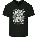 Viking Warrior Valhalla Odin Axe Gym God Mens V-Neck Cotton T-Shirt Black