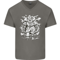Viking Warrior Valhalla Odin Axe Gym God Mens V-Neck Cotton T-Shirt Charcoal