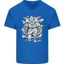 Viking Warrior Valhalla Odin Axe Gym God Mens V-Neck Cotton T-Shirt Royal Blue