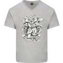 Viking Warrior Valhalla Odin Axe Gym God Mens V-Neck Cotton T-Shirt Sports Grey