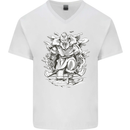 Viking Warrior Valhalla Odin Axe Gym God Mens V-Neck Cotton T-Shirt White