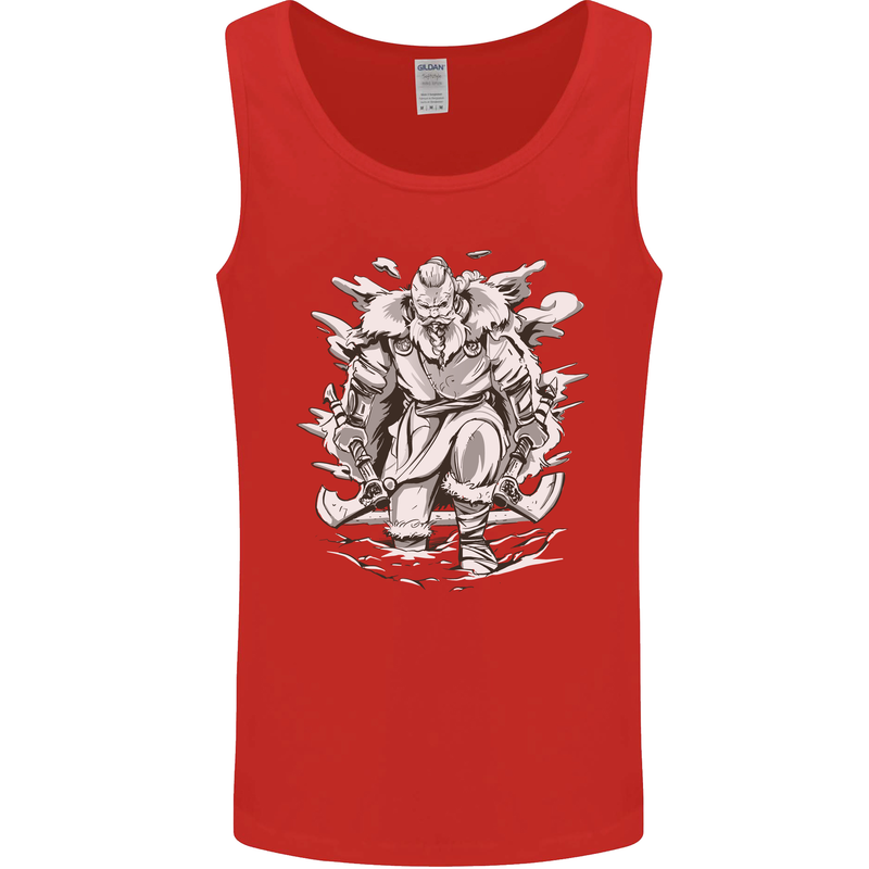 Viking Warrior Valhalla Odin Axe Gym God Mens Vest Tank Top Red
