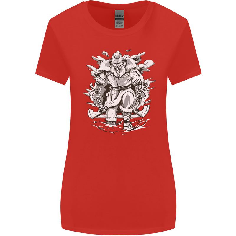 Viking Warrior Valhalla Odin Axe Gym God Womens Wider Cut T-Shirt Red