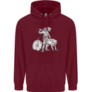 Viking With a Wolf and Shield Thor Valhalla Childrens Kids Hoodie Maroon