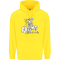 Viking With a Wolf and Shield Thor Valhalla Childrens Kids Hoodie Yellow