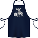 Viking With a Wolf and Shield Thor Valhalla Cotton Apron 100% Organic Navy Blue