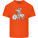 Viking With a Wolf and Shield Thor Valhalla Kids T-Shirt Childrens Orange
