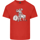 Viking With a Wolf and Shield Thor Valhalla Kids T-Shirt Childrens Red