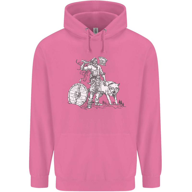 Viking With a Wolf and Shield Thor Valhalla Mens 80% Cotton Hoodie Azelea