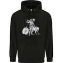 Viking With a Wolf and Shield Thor Valhalla Mens 80% Cotton Hoodie Black