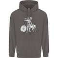 Viking With a Wolf and Shield Thor Valhalla Mens 80% Cotton Hoodie Charcoal
