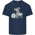 Viking With a Wolf and Shield Thor Valhalla Mens Cotton T-Shirt Tee Top Navy Blue