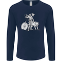 Viking With a Wolf and Shield Thor Valhalla Mens Long Sleeve T-Shirt Navy Blue