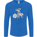 Viking With a Wolf and Shield Thor Valhalla Mens Long Sleeve T-Shirt Royal Blue