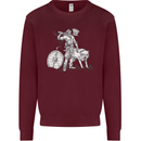 Viking With a Wolf and Shield Thor Valhalla Mens Sweatshirt Jumper Maroon