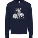 Viking With a Wolf and Shield Thor Valhalla Mens Sweatshirt Jumper Navy Blue
