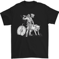 Viking With a Wolf and Shield Thor Valhalla Mens T-Shirt Cotton Gildan Black