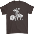 Viking With a Wolf and Shield Thor Valhalla Mens T-Shirt Cotton Gildan Dark Chocolate