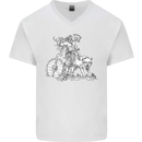 Viking With a Wolf and Shield Thor Valhalla Mens V-Neck Cotton T-Shirt White