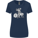 Viking With a Wolf and Shield Thor Valhalla Womens Wider Cut T-Shirt Navy Blue