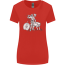 Viking With a Wolf and Shield Thor Valhalla Womens Wider Cut T-Shirt Red