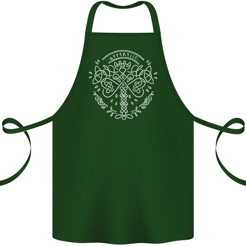 Viking Yggdrasil Tree Norse Mythology Thor Cotton Apron 100% Organic Forest Green