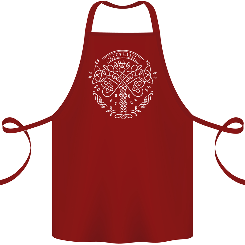 Viking Yggdrasil Tree Norse Mythology Thor Cotton Apron 100% Organic Maroon