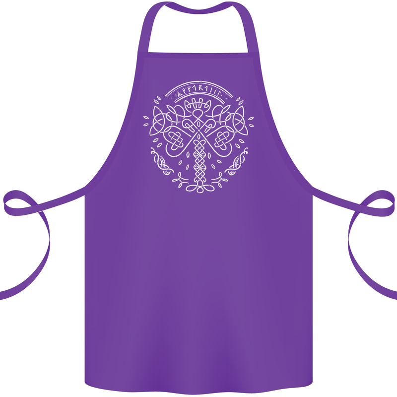 Viking Yggdrasil Tree Norse Mythology Thor Cotton Apron 100% Organic Purple