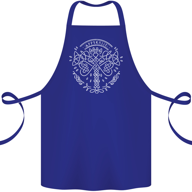 Viking Yggdrasil Tree Norse Mythology Thor Cotton Apron 100% Organic Royal Blue