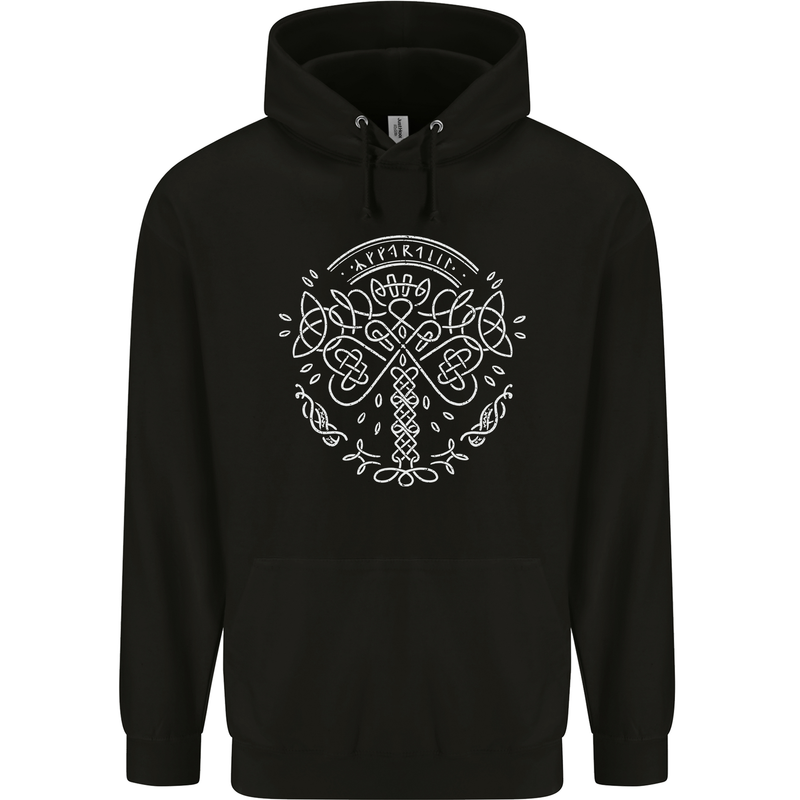 Viking Yggdrasil Tree Norse Mythology Thor Mens 80% Cotton Hoodie Black
