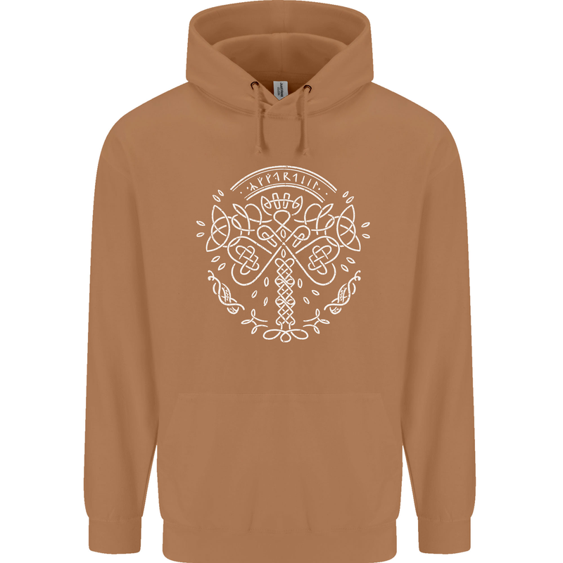 Viking Yggdrasil Tree Norse Mythology Thor Mens 80% Cotton Hoodie Caramel Latte