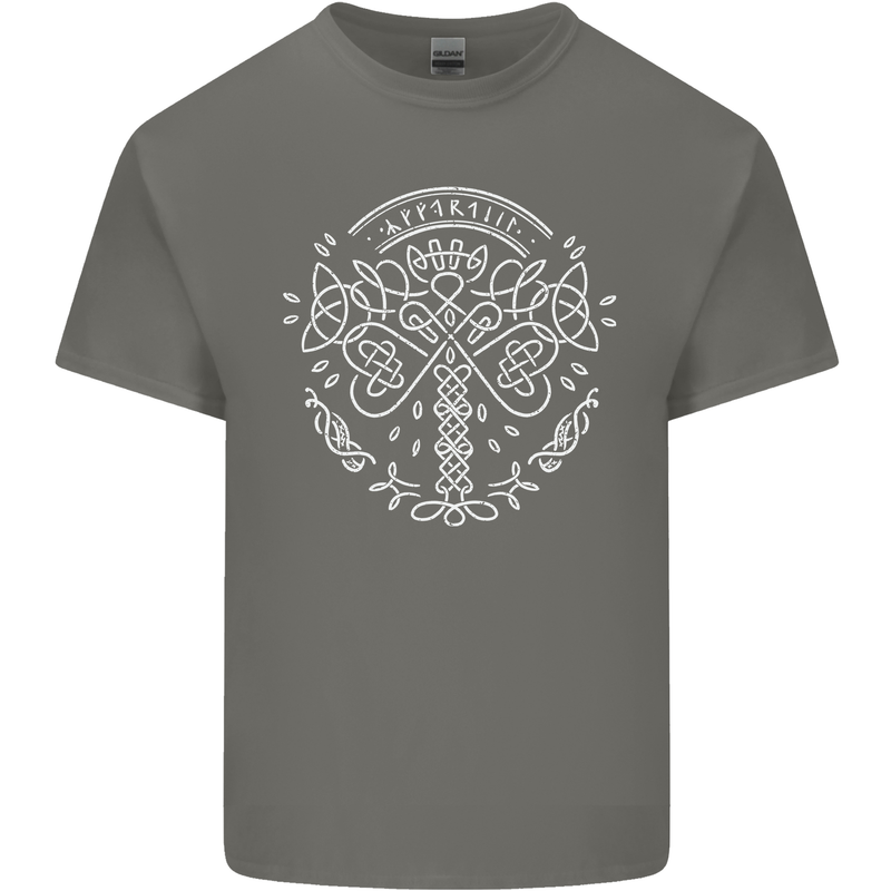 Viking Yggdrasil Tree Norse Mythology Thor Mens Cotton T-Shirt Tee Top Charcoal