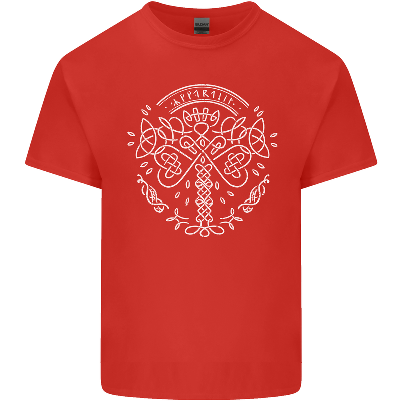 Viking Yggdrasil Tree Norse Mythology Thor Mens Cotton T-Shirt Tee Top Red